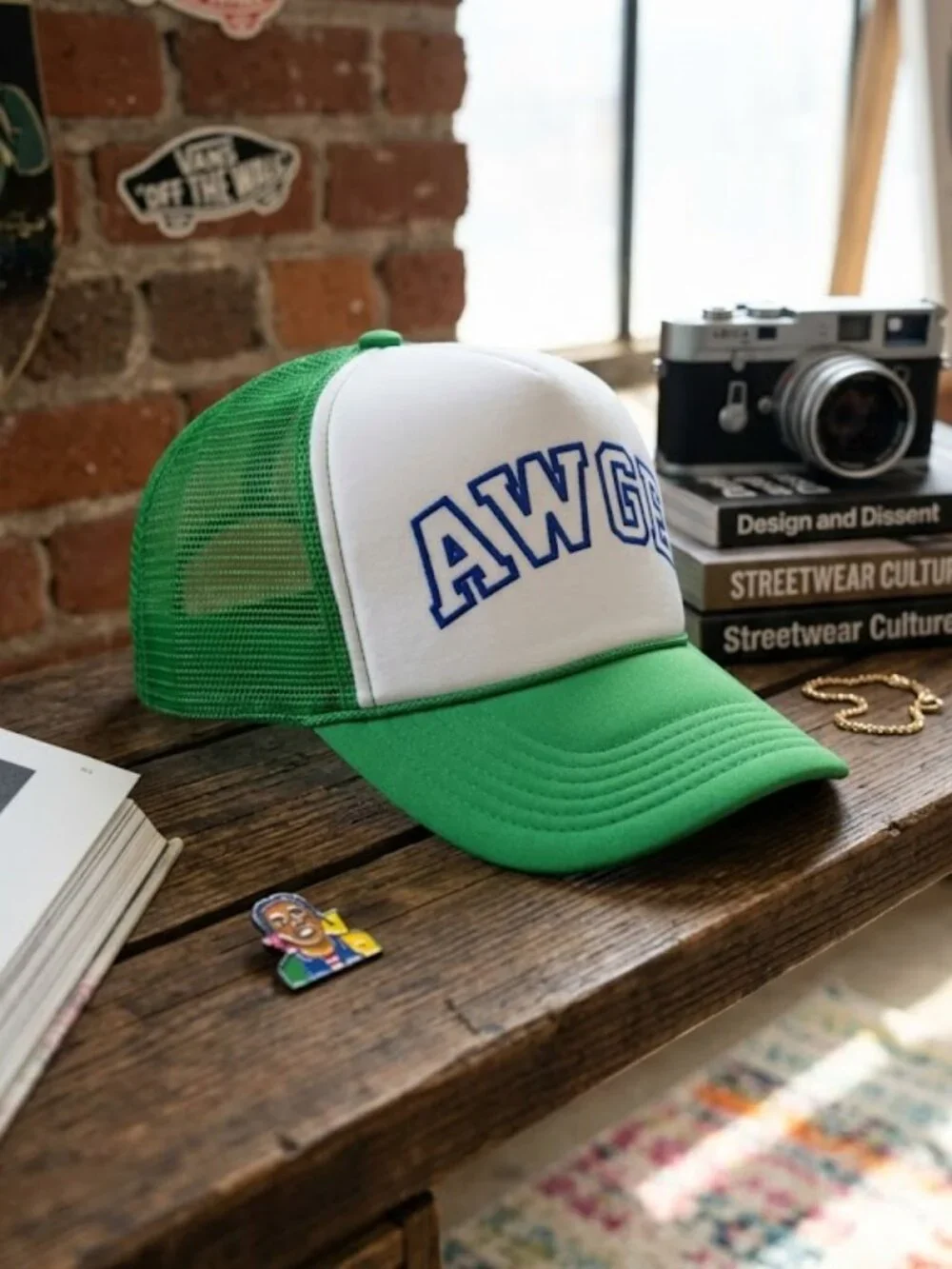 Retro ASAP Rocky AWGE Trucker Hat Green White Foam Varsity Snapback Cap New